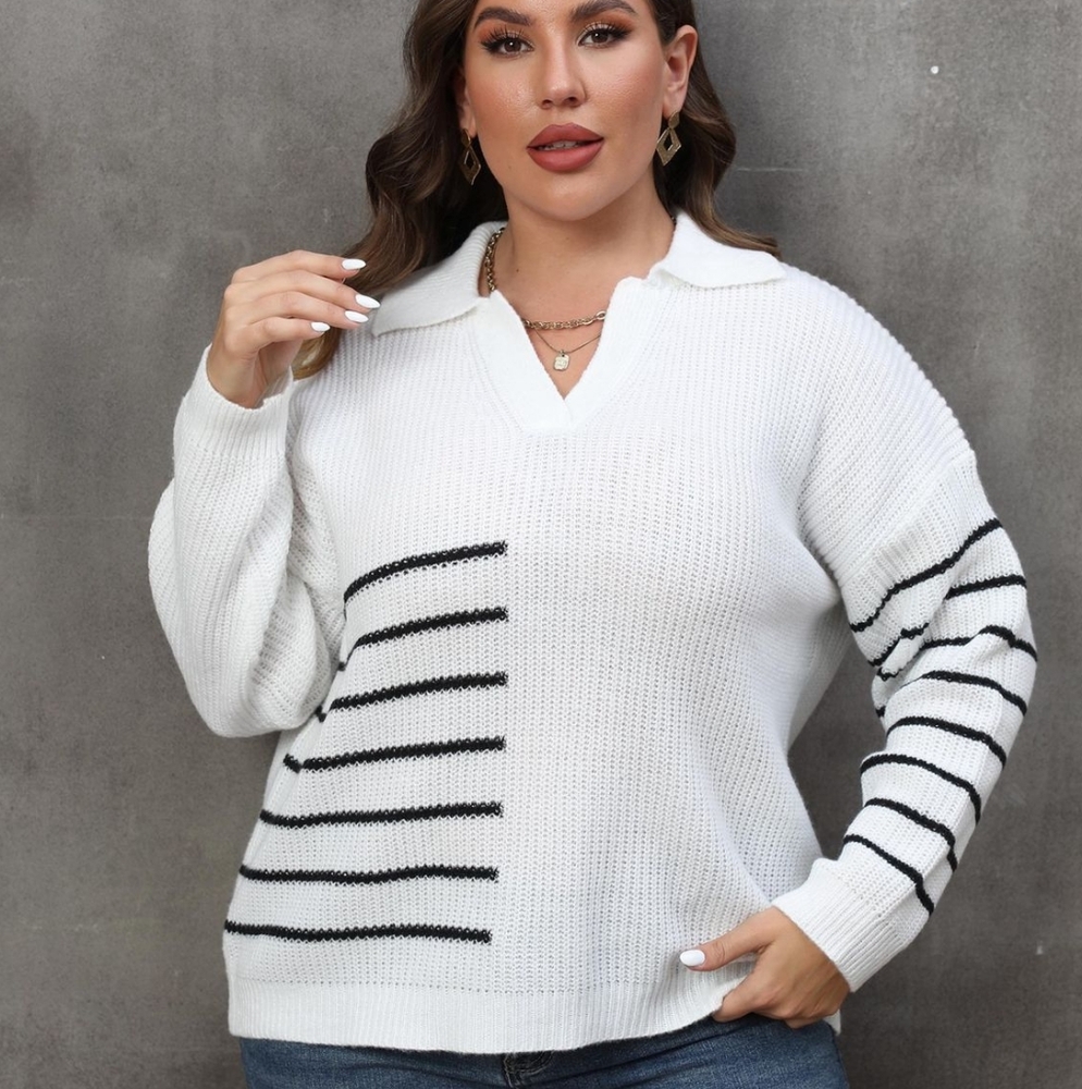 Plus Size Half the Drama Sweater - White